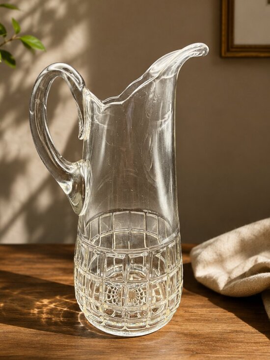 Imperial Glass Other - Vintage Imperial Glass "Beaded Block" Clear Glass Water Pitcher – Art Deco 1920s